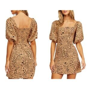 Billabong Animal Print Puff Sleeve Minidress Size XS NWT $60 MSRP